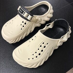 CROCS Cream Sandals with Adjustable Strap and Ventilation